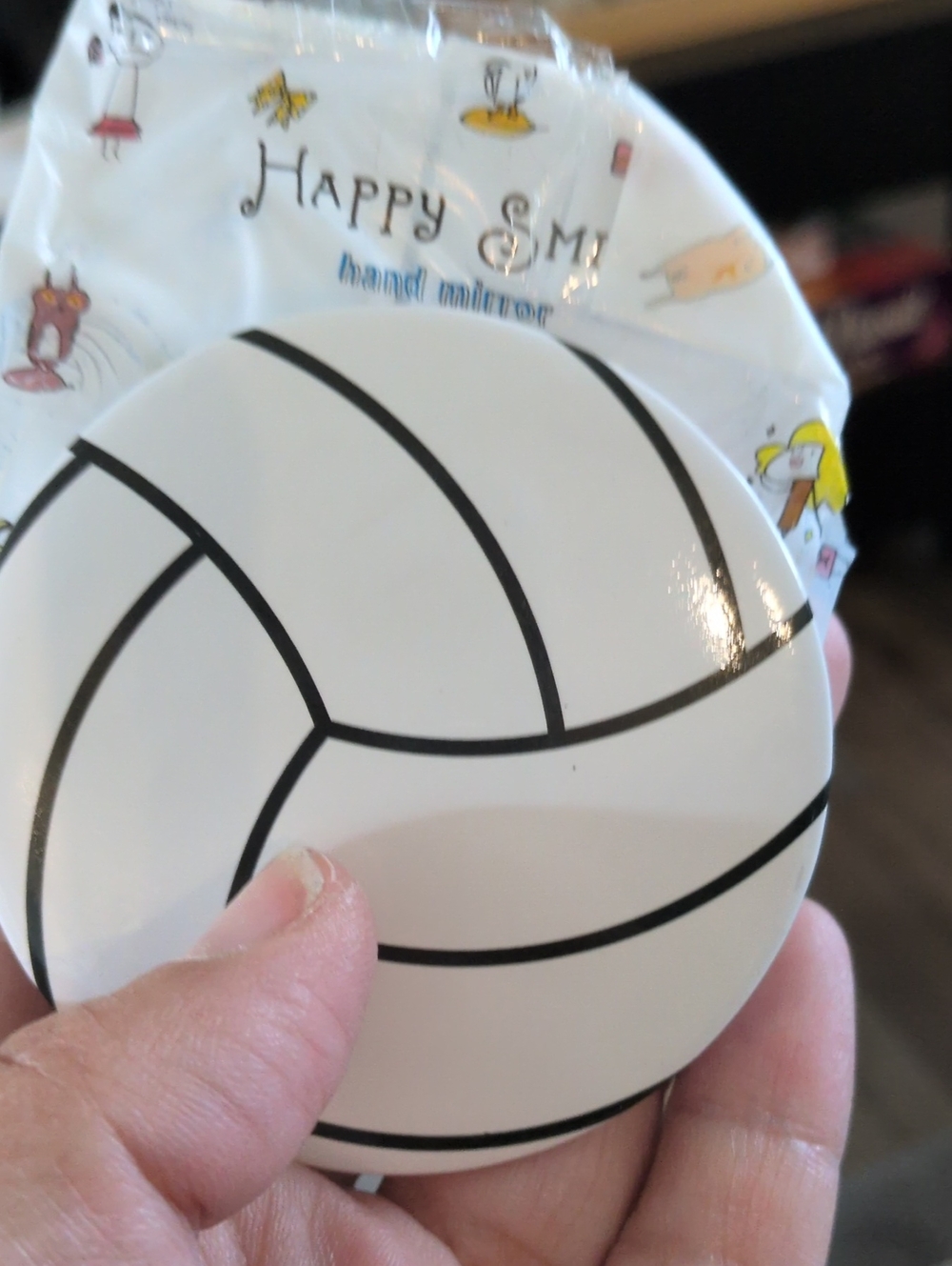 White Volleyball Compact Hand Mirror